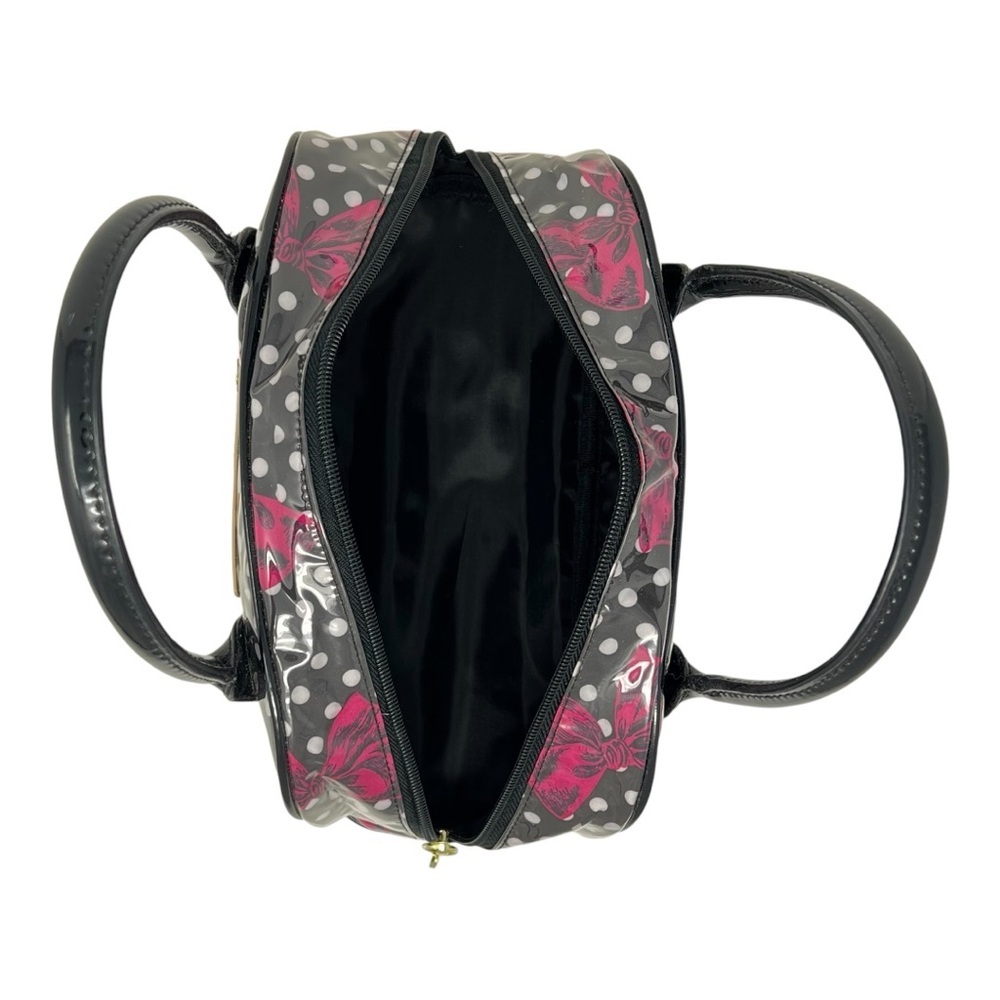Betsey Johnson Gray and Pink Polka Dot Cosmetic Bag - Picture 6 of 12
